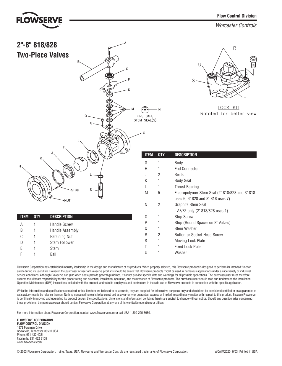 Worcester controls | Flowserve 818 Series User Manual | Page 4 / 4