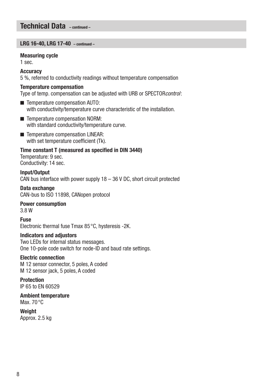 Technical data | Flowserve LRG 16-40 User Manual | Page 8 / 36