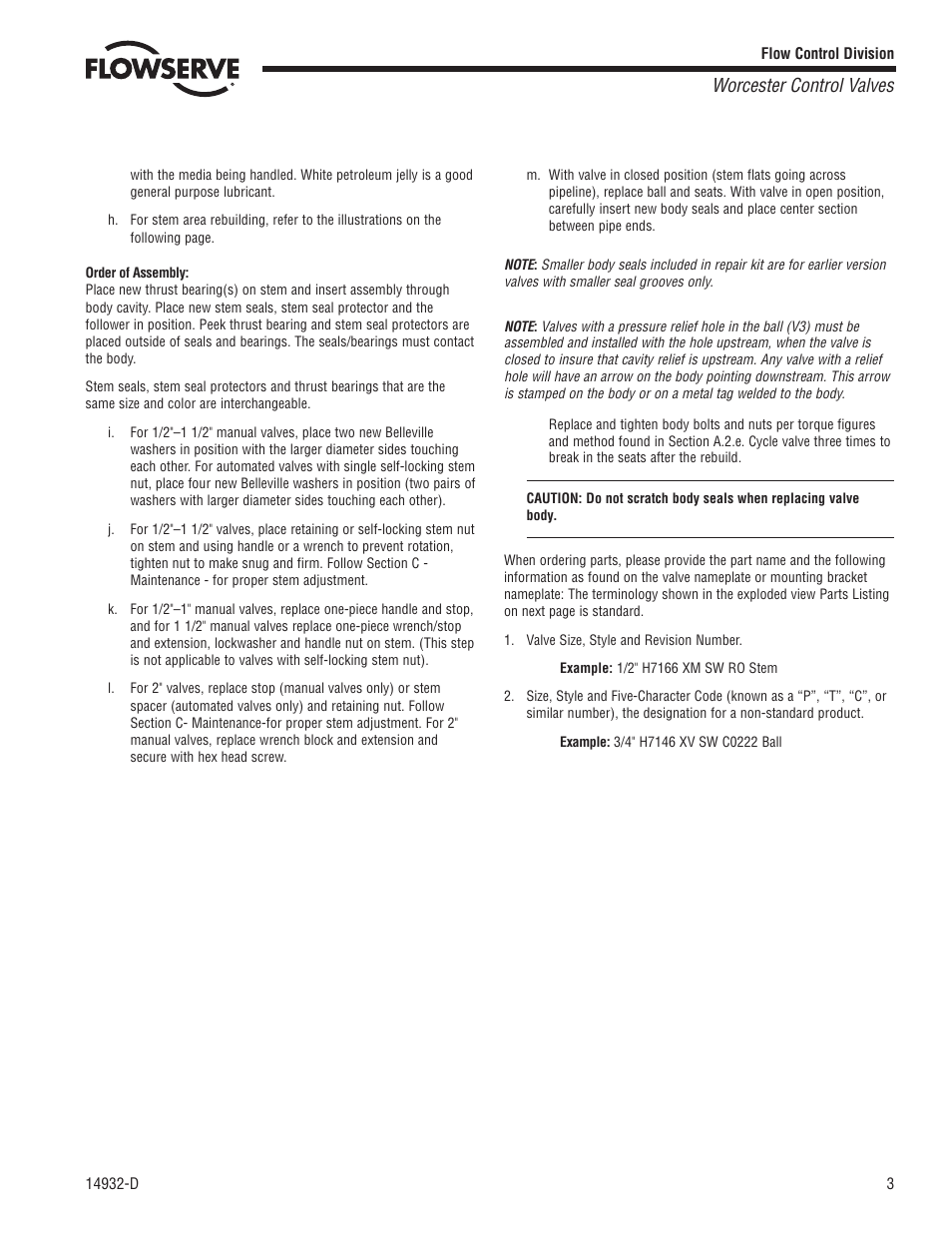 Worcester control valves | Flowserve H71 Series User Manual | Page 3 / 4