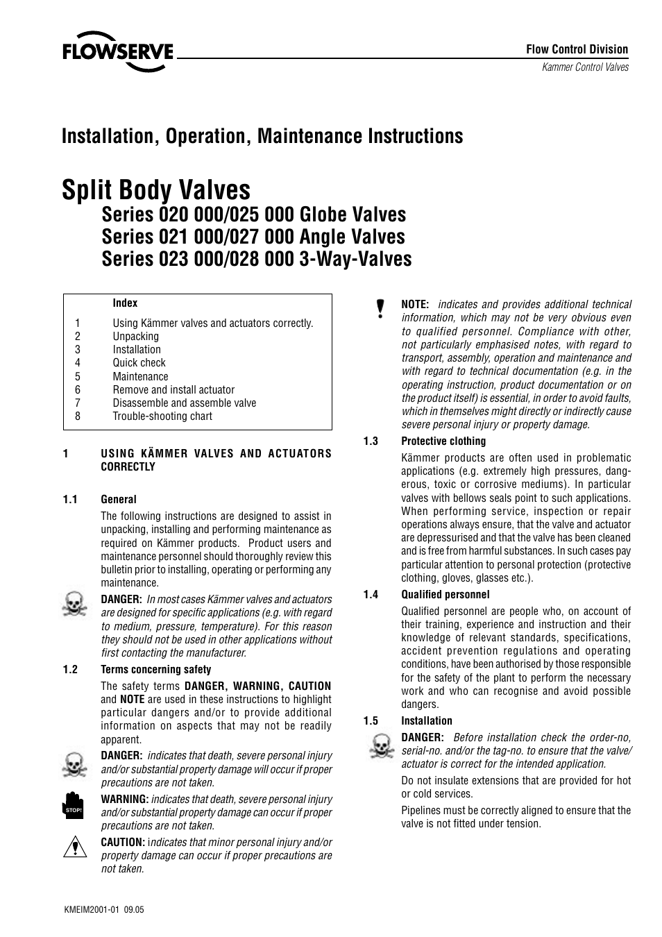 Flowserve 020000 Series Kämmer Split Body Valves User Manual | 8 pages