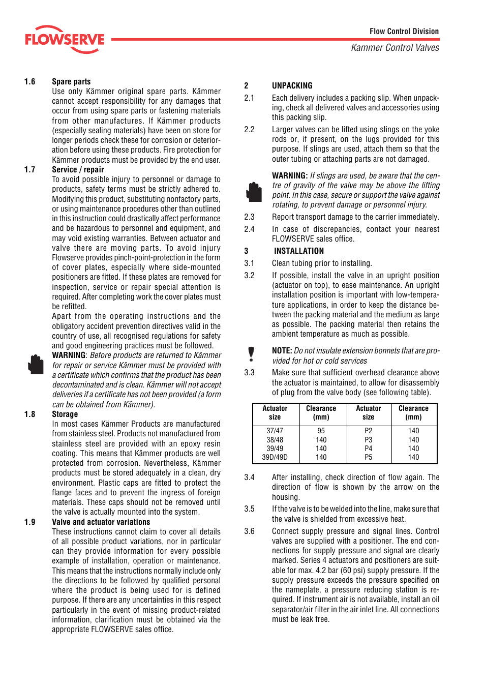 Kammer control valves | Flowserve 4 Series Kämmer Pneumatic and Electropneumatic Actuators User Manual | Page 2 / 24