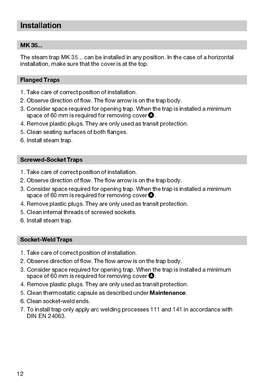 Installation | Flowserve MK35/2S User Manual | Page 12 / 16