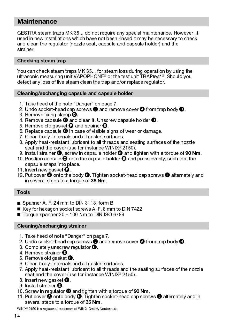 Maintenance | Flowserve MK35/2S User Manual | Page 14 / 16