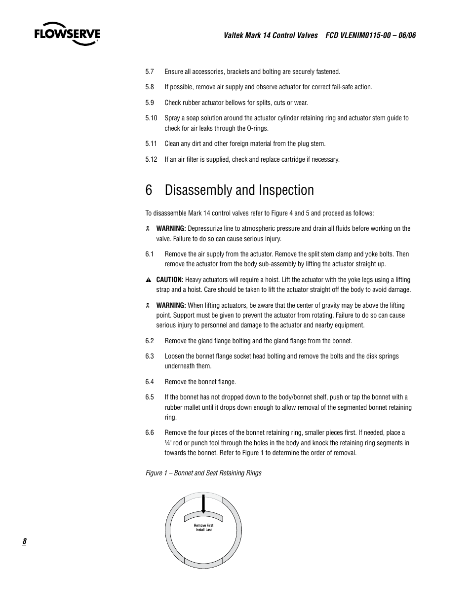 6 disassembly and inspection | Flowserve Valtek Mark 14 User Manual | Page 8 / 16