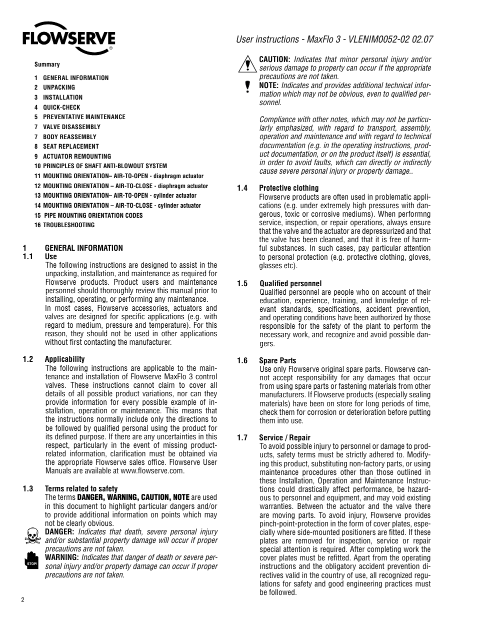 Flowserve Valtek MaxFlo 3 User Manual | Page 2 / 16