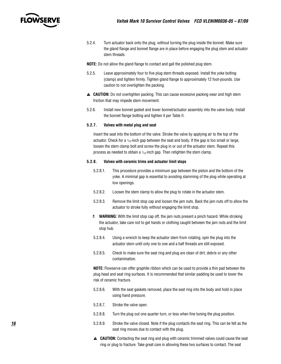 Flowserve Valtek Mark 10 Survivor Control Valves User Manual | Page 16 / 20