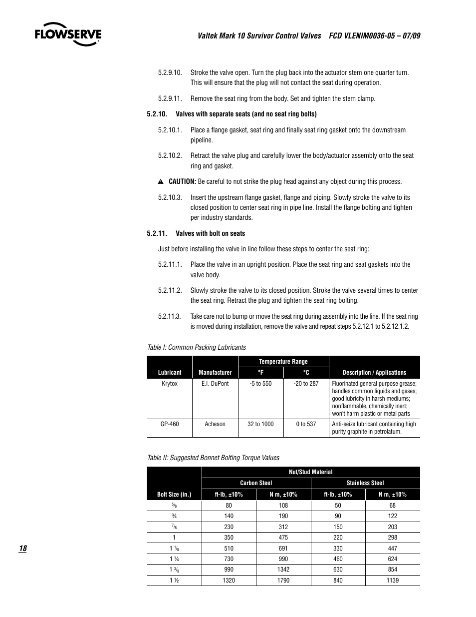 Flowserve Valtek Mark 10 Survivor Control Valves User Manual | Page 18 / 20