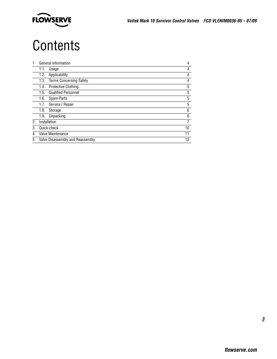 Flowserve Valtek Mark 10 Survivor Control Valves User Manual | Page 3 / 20