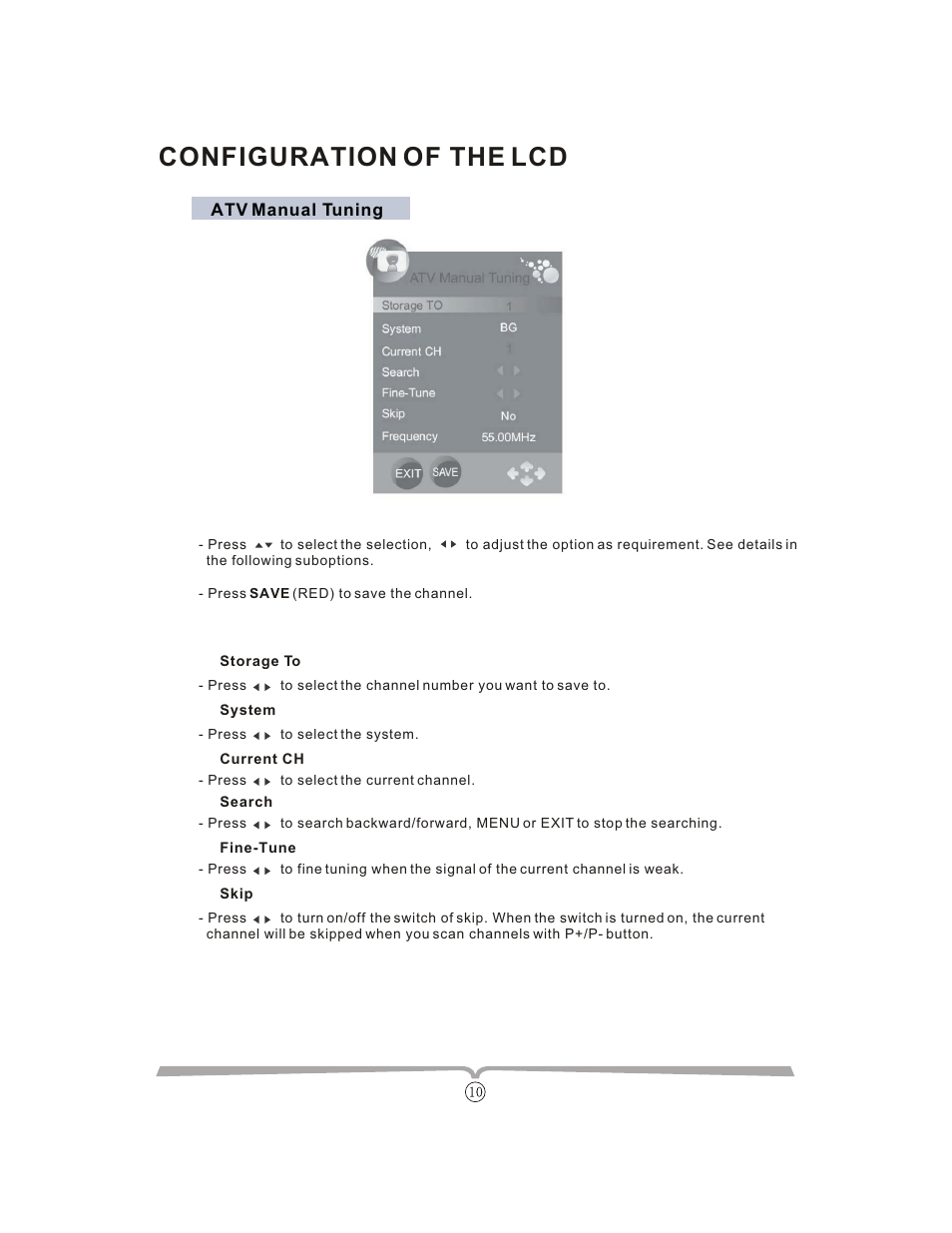 Configuration of the lcd | Curtis LCDVD152UK User Manual | Page 14 / 34