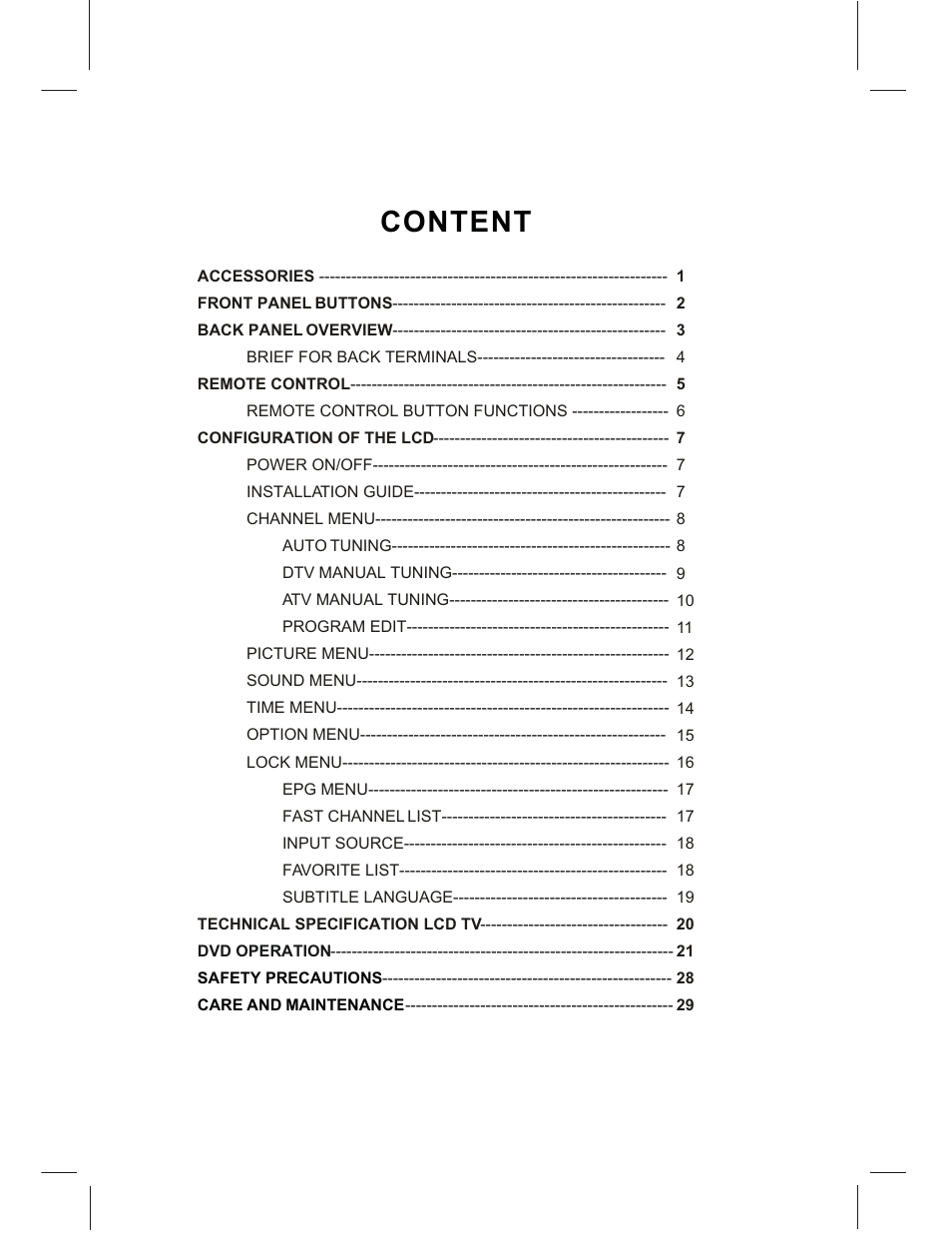 Content | Curtis LCDVD152UK User Manual | Page 4 / 34