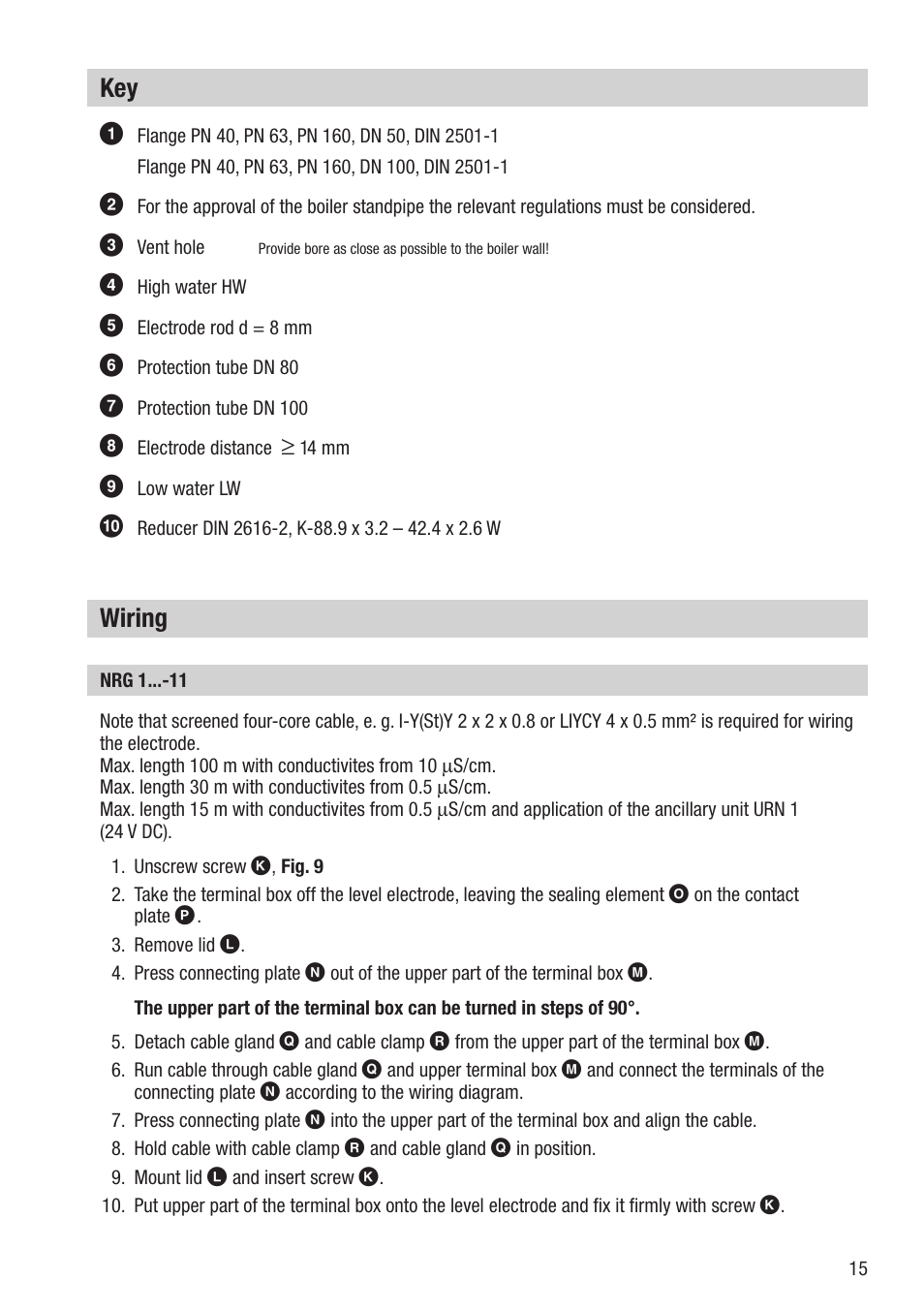 Key wiring | Flowserve NRG 16-11 User Manual | Page 15 / 20