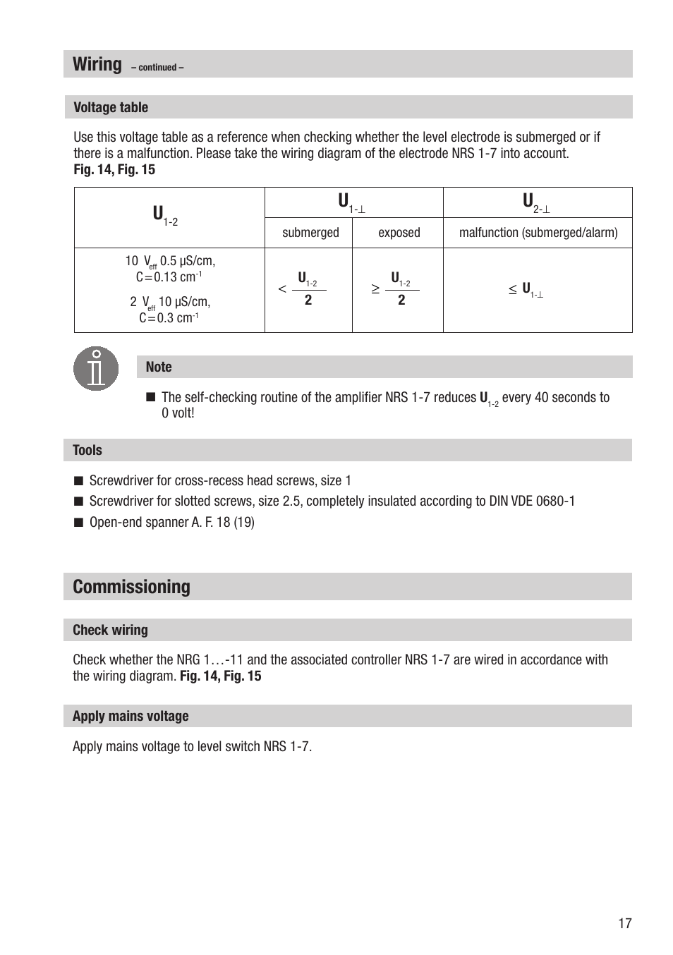 Commissioning, Wiring | Flowserve NRG 16-11 User Manual | Page 17 / 20
