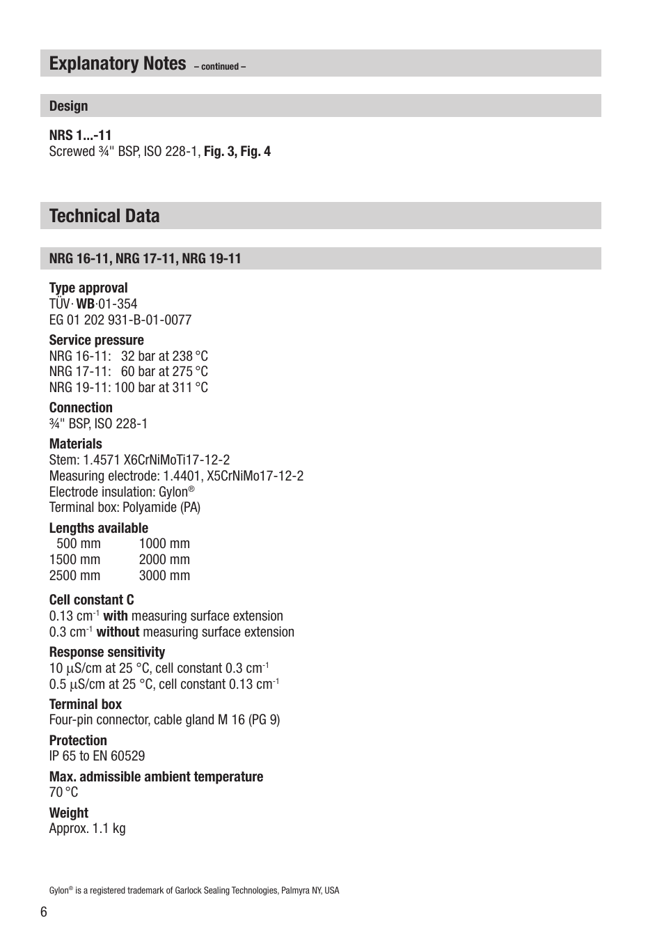 Technical data | Flowserve NRG 16-11 User Manual | Page 6 / 20