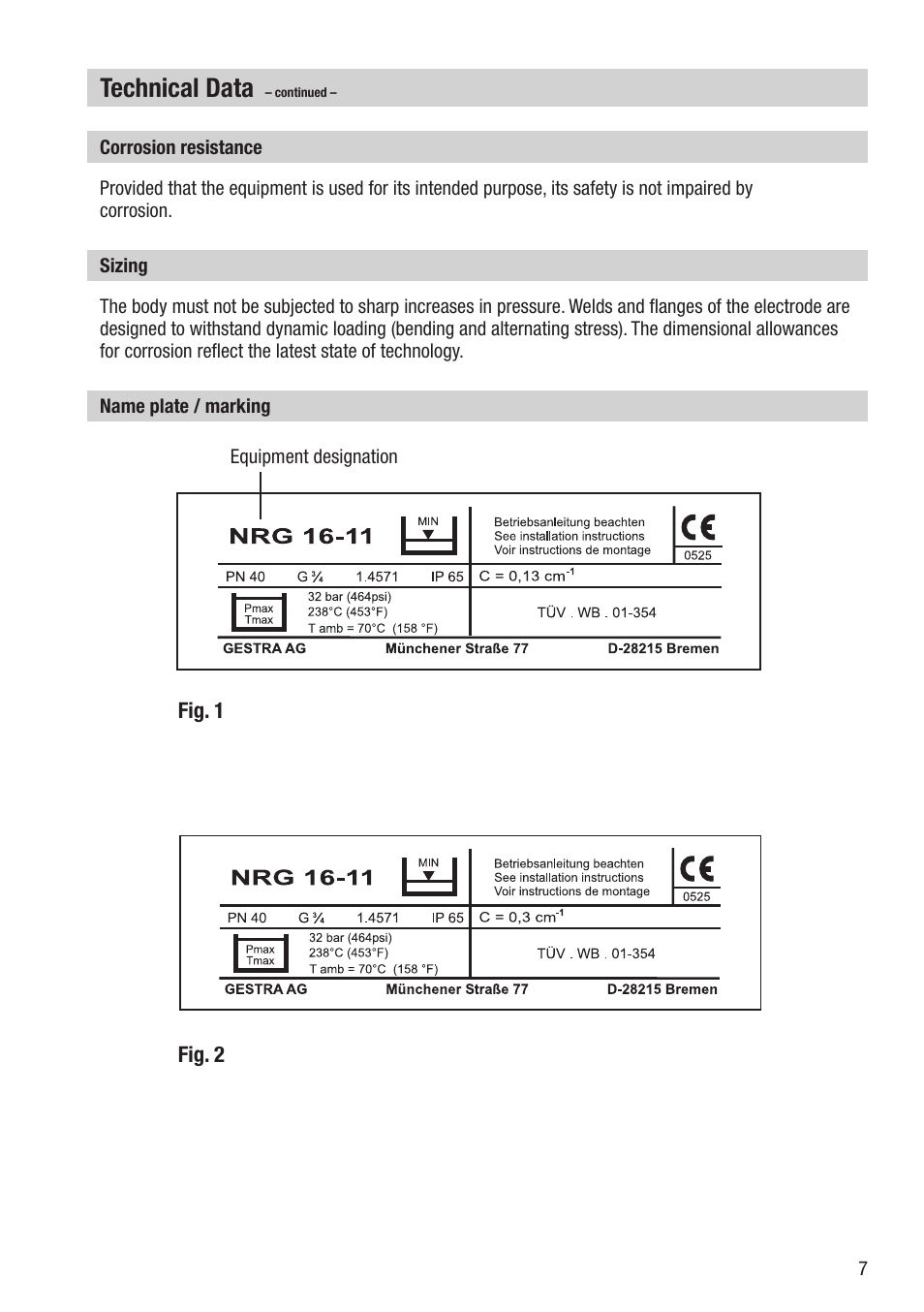 Technical data | Flowserve NRG 16-11 User Manual | Page 7 / 20