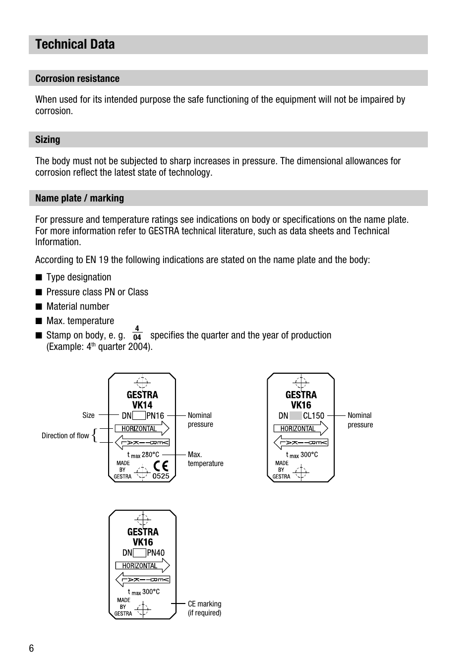 Technical data | Flowserve VK 14 User Manual | Page 6 / 16