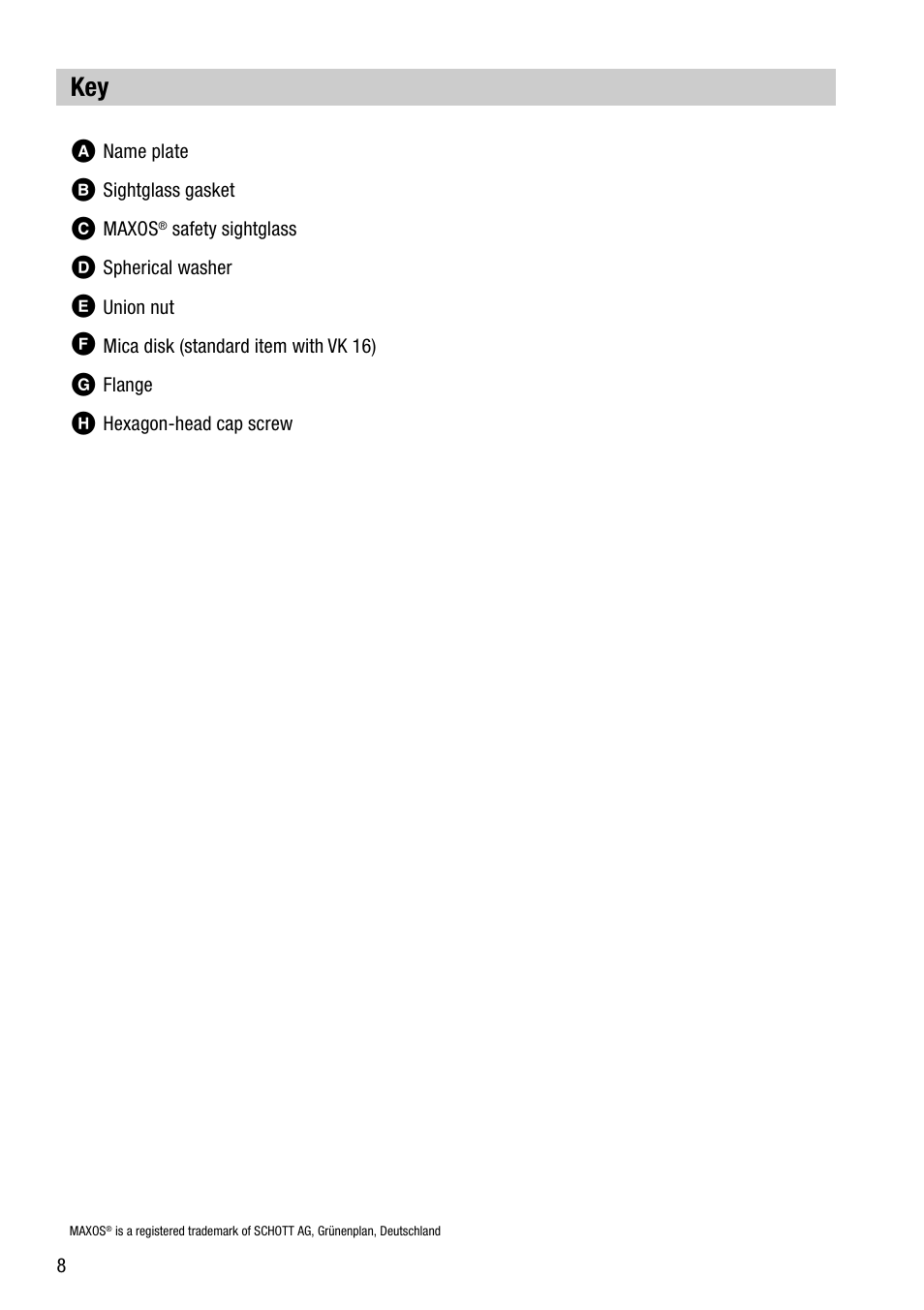 Key a | Flowserve VK 14 User Manual | Page 8 / 16