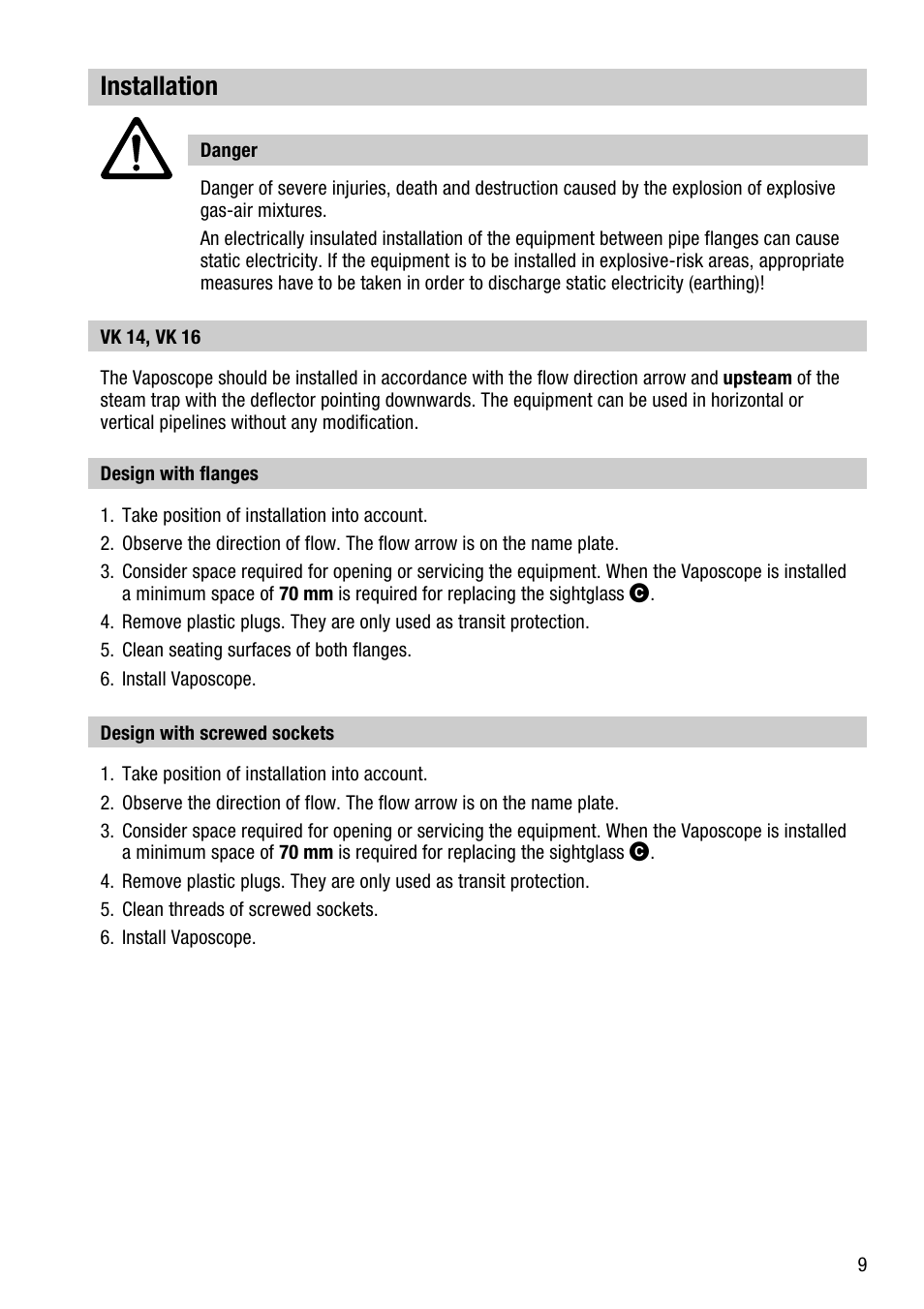 Installation | Flowserve VK 14 User Manual | Page 9 / 16