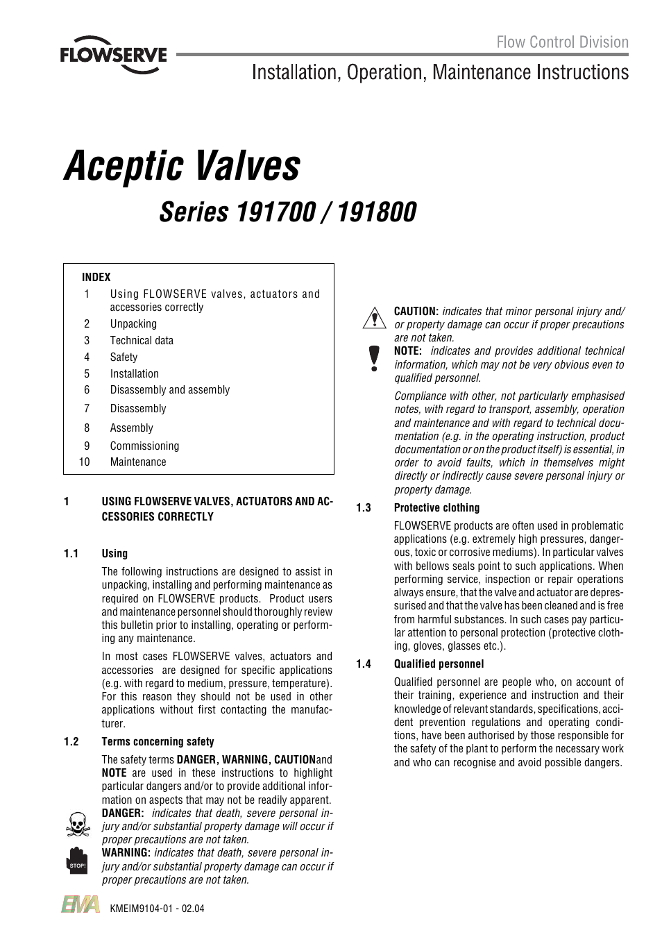 Flowserve 191700 Series User Manual | 8 pages