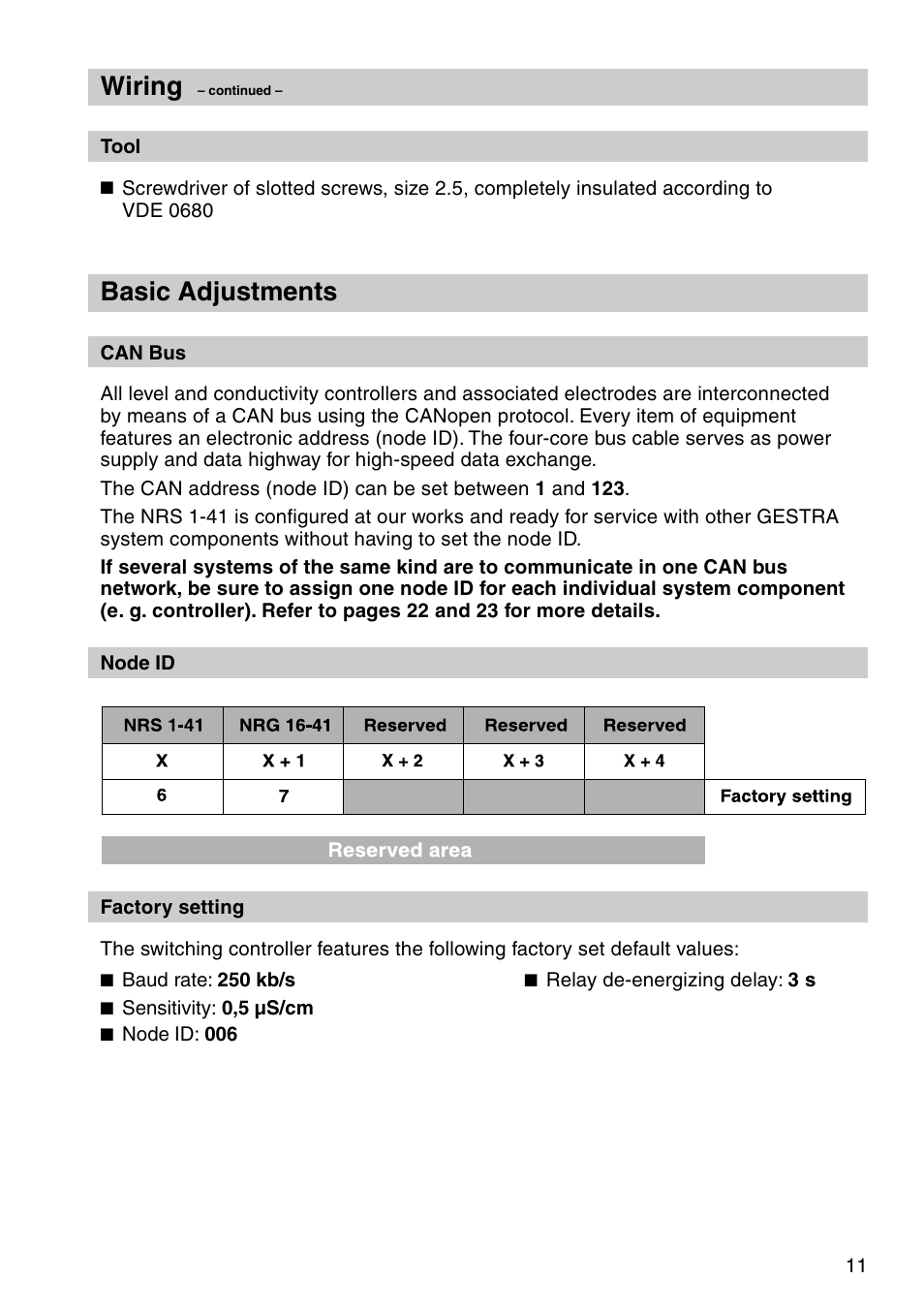 Basic adjustments, Wiring | Flowserve NRS1-41 User Manual | Page 11 / 28