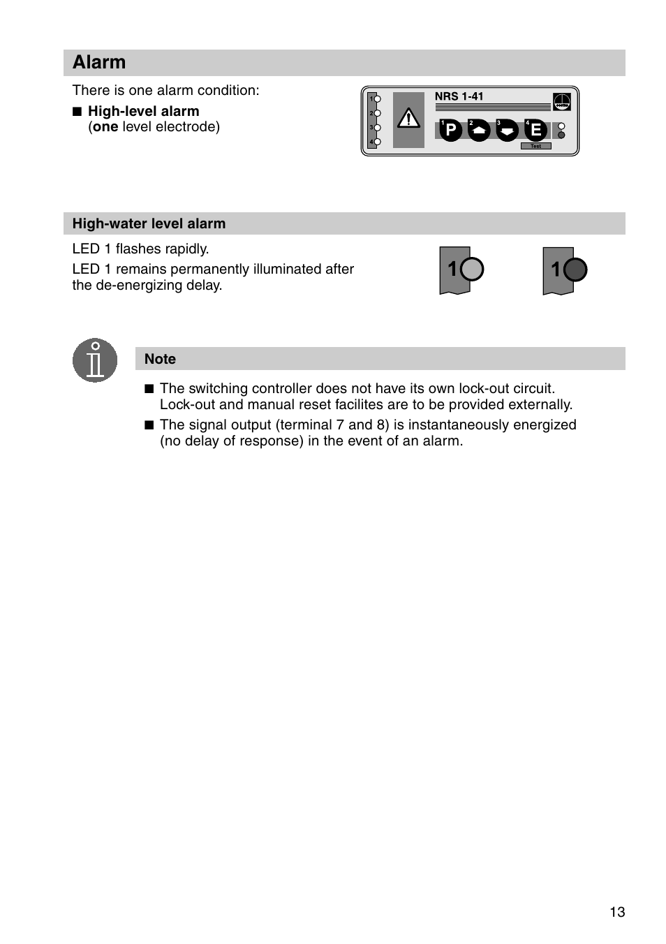 Alarm | Flowserve NRS1-41 User Manual | Page 13 / 28