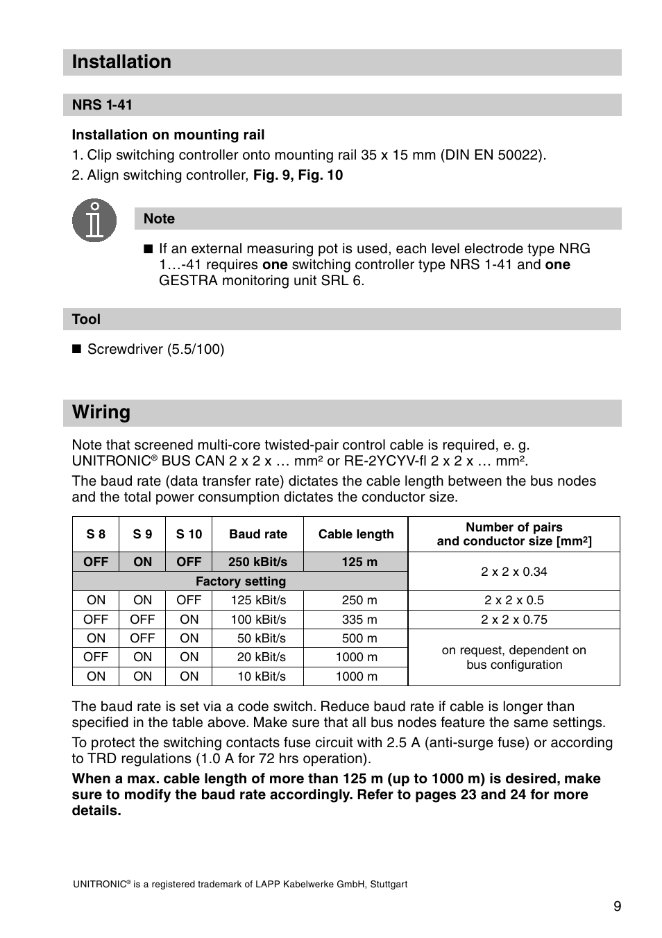 Installation, Wiring | Flowserve NRS1-41 User Manual | Page 9 / 28