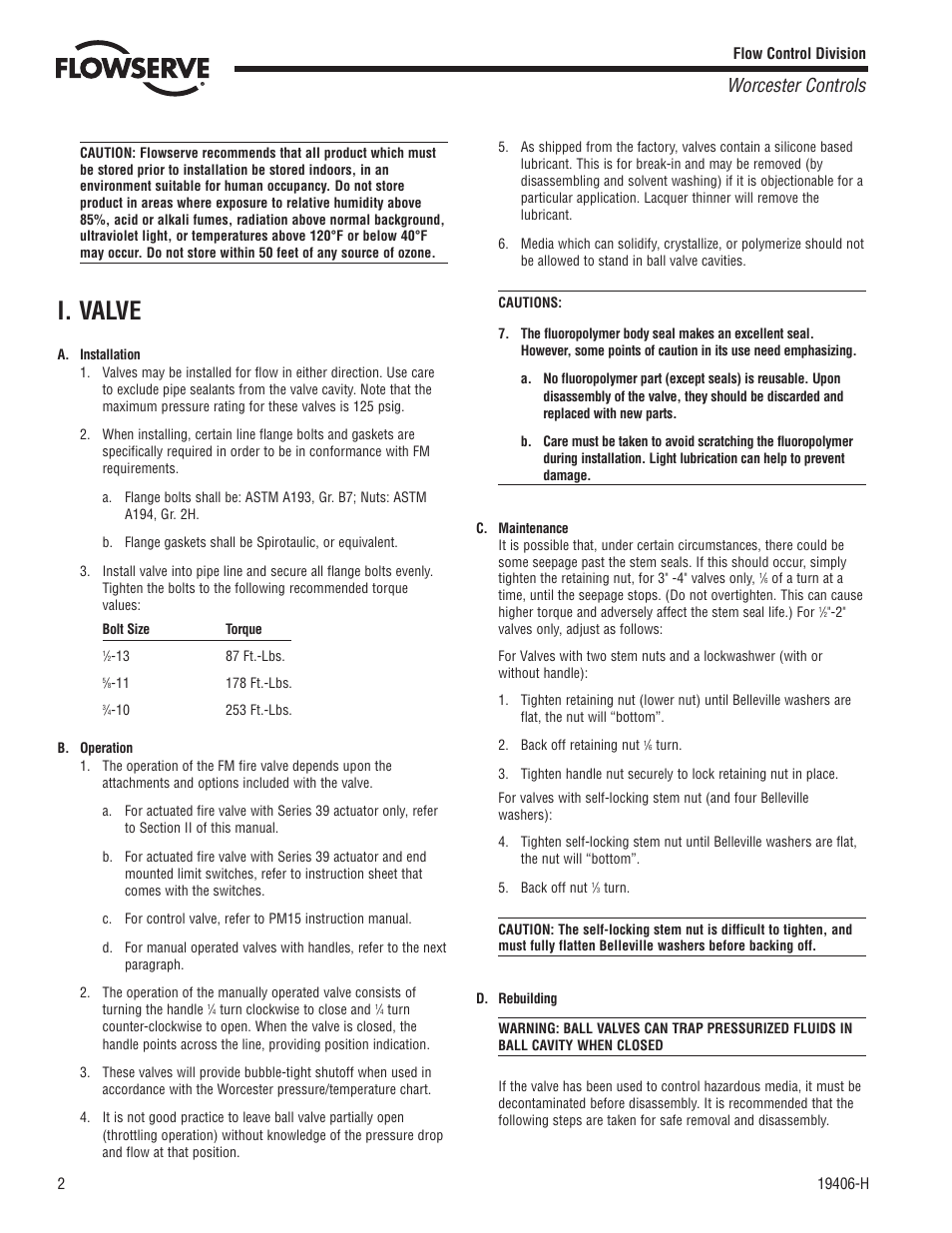 I. valve, Worcester controls | Flowserve 51 Series Fire-Safe Valves User Manual | Page 2 / 12