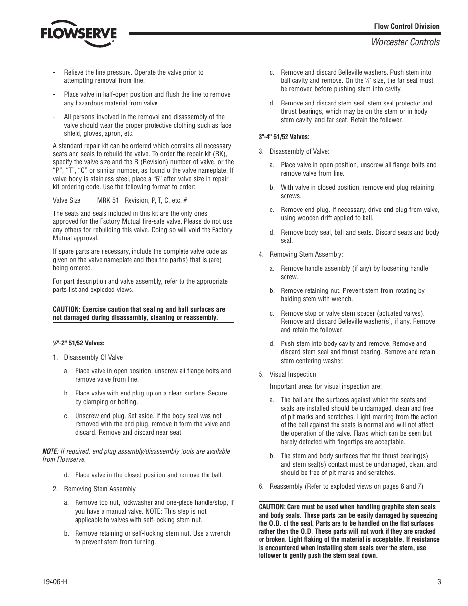 Worcester controls | Flowserve 51 Series Fire-Safe Valves User Manual | Page 3 / 12