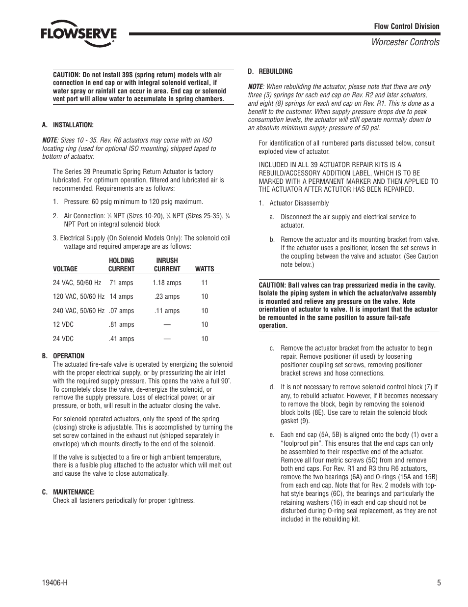 Worcester controls | Flowserve 51 Series Fire-Safe Valves User Manual | Page 5 / 12