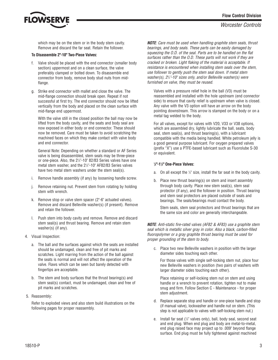 Worcester controls | Flowserve 82 Series Flanged One-Piece User Manual | Page 3 / 8