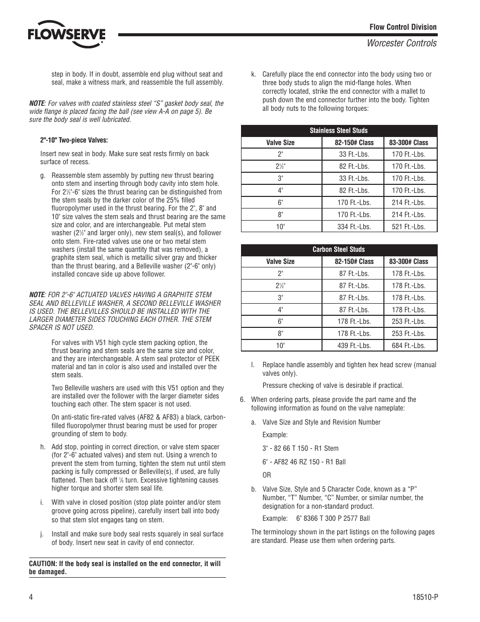 Worcester controls | Flowserve 82 Series Flanged One-Piece User Manual | Page 4 / 8