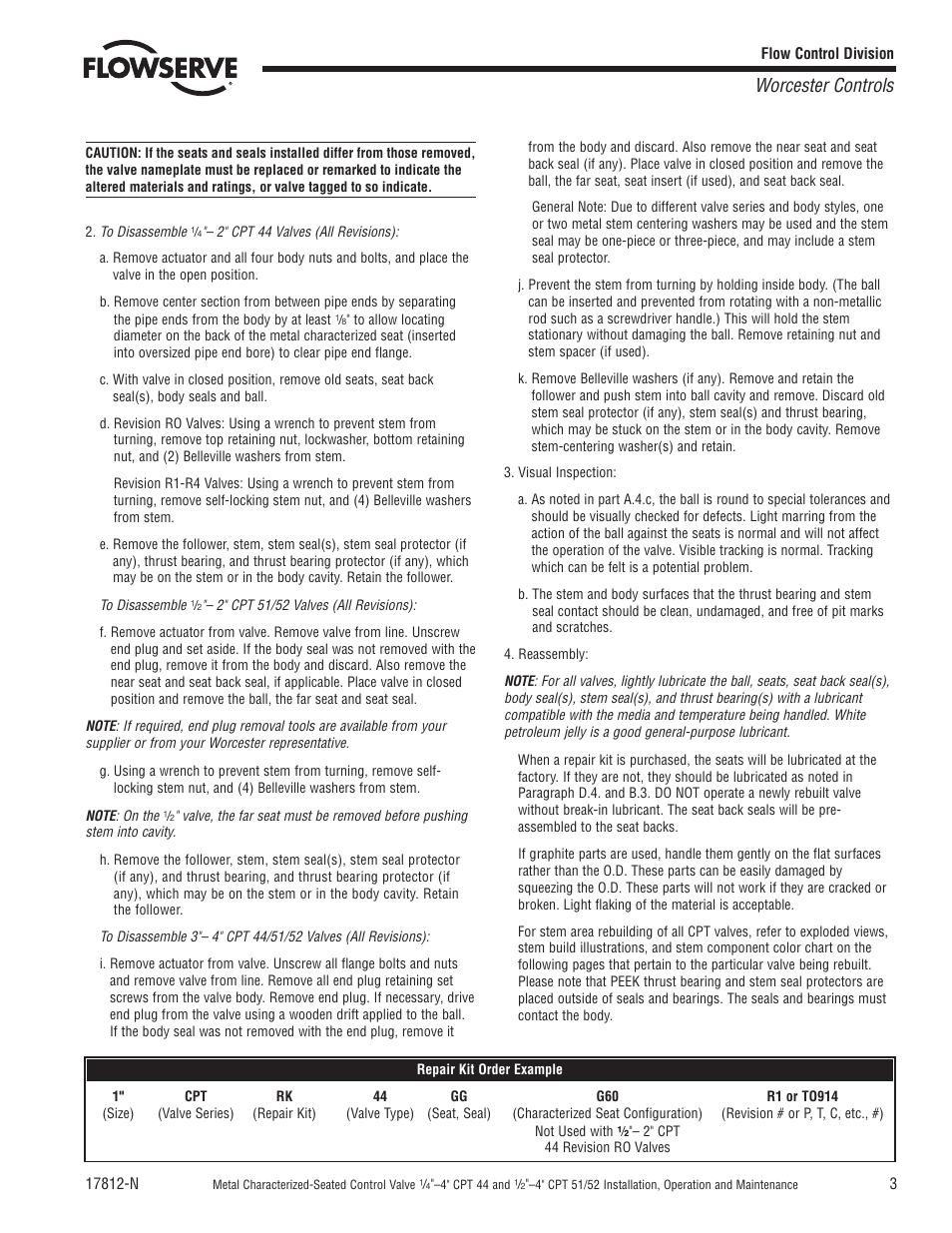 Worcester controls | Flowserve CPT Series Metal Characterized Seat Control Valve User Manual | Page 3 / 8