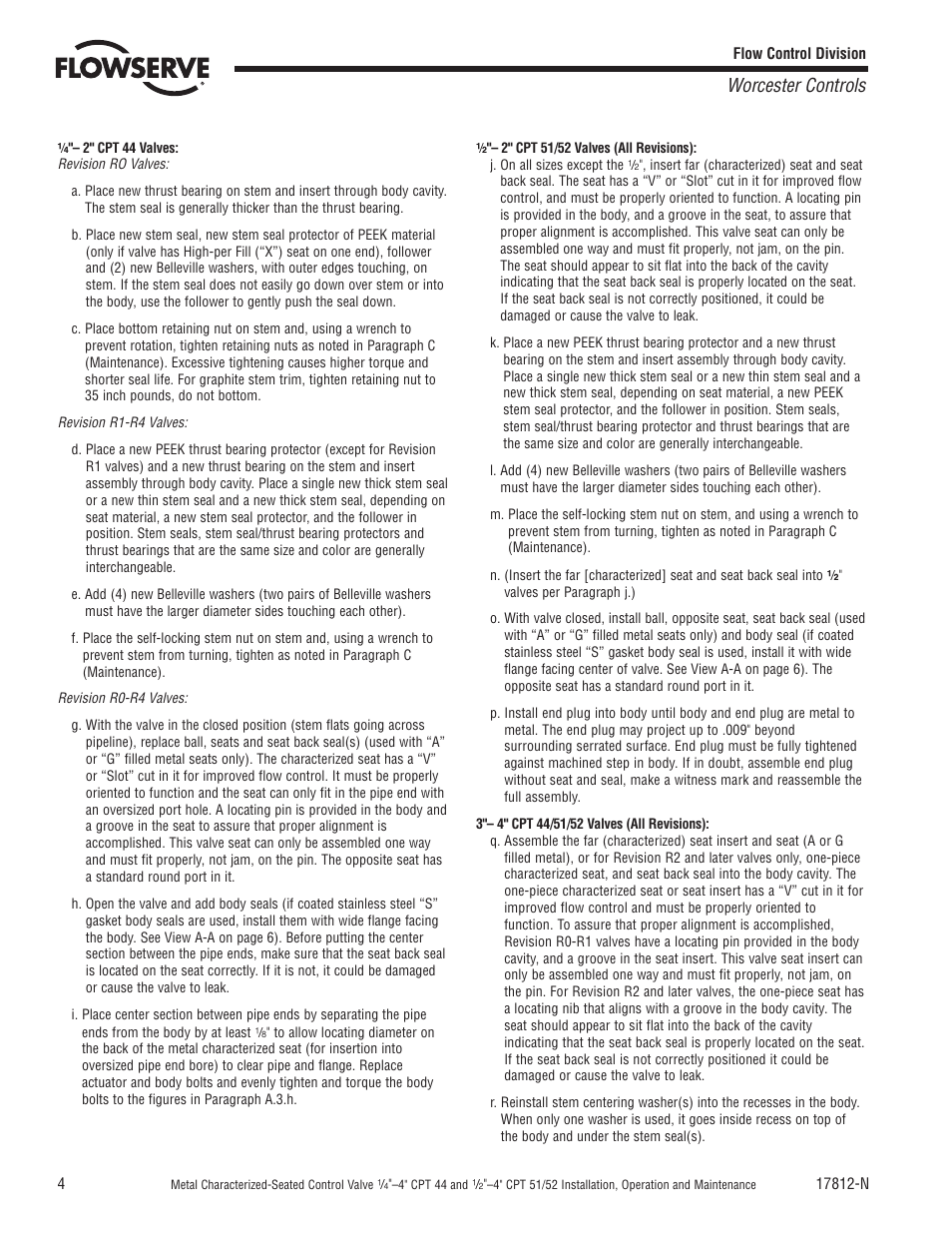 Worcester controls | Flowserve CPT Series Metal Characterized Seat Control Valve User Manual | Page 4 / 8