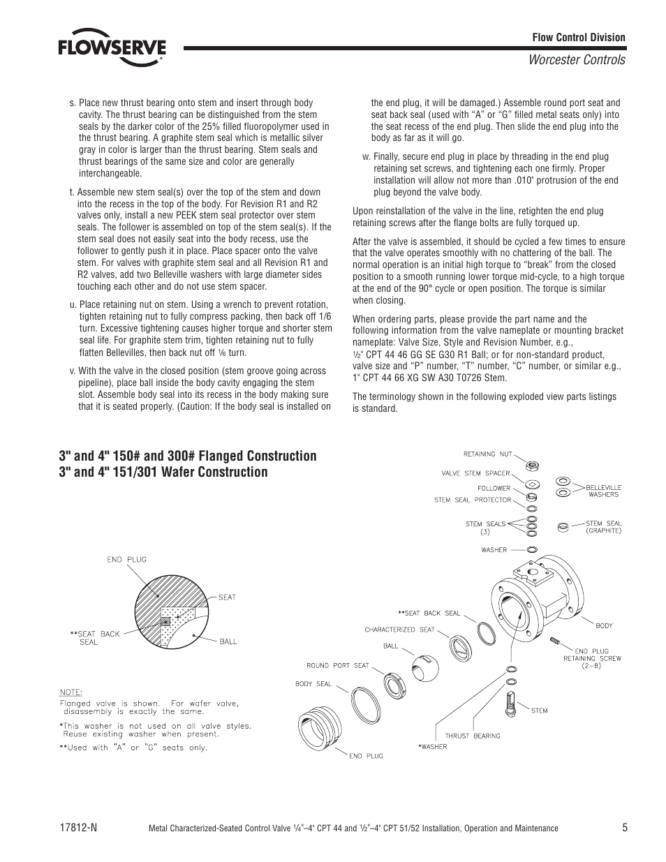Worcester controls | Flowserve CPT Series Metal Characterized Seat Control Valve User Manual | Page 5 / 8