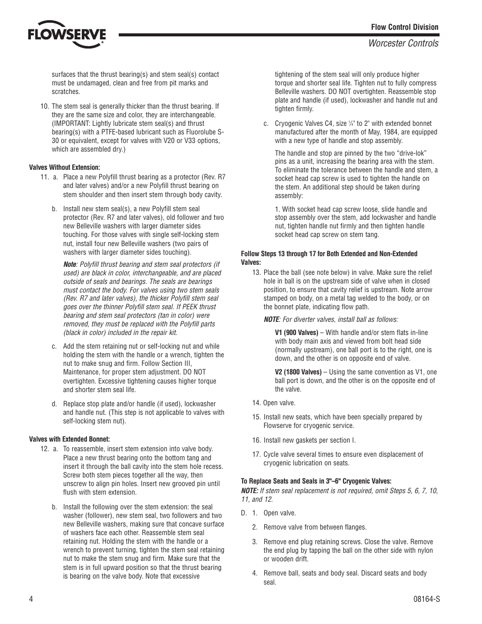 Worcester controls | Flowserve Cryogenic Ball Valves User Manual | Page 4 / 8