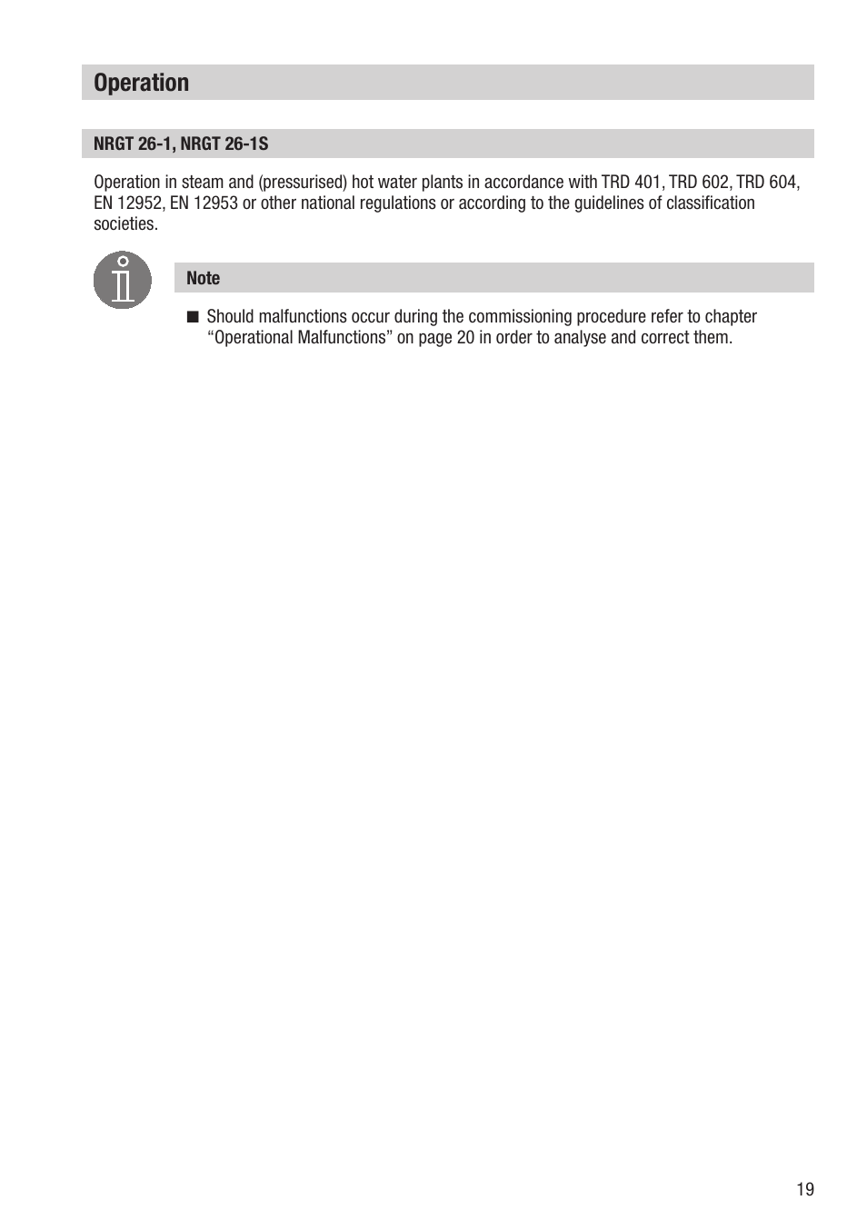Operation | Flowserve NRGT26-1 User Manual | Page 19 / 24