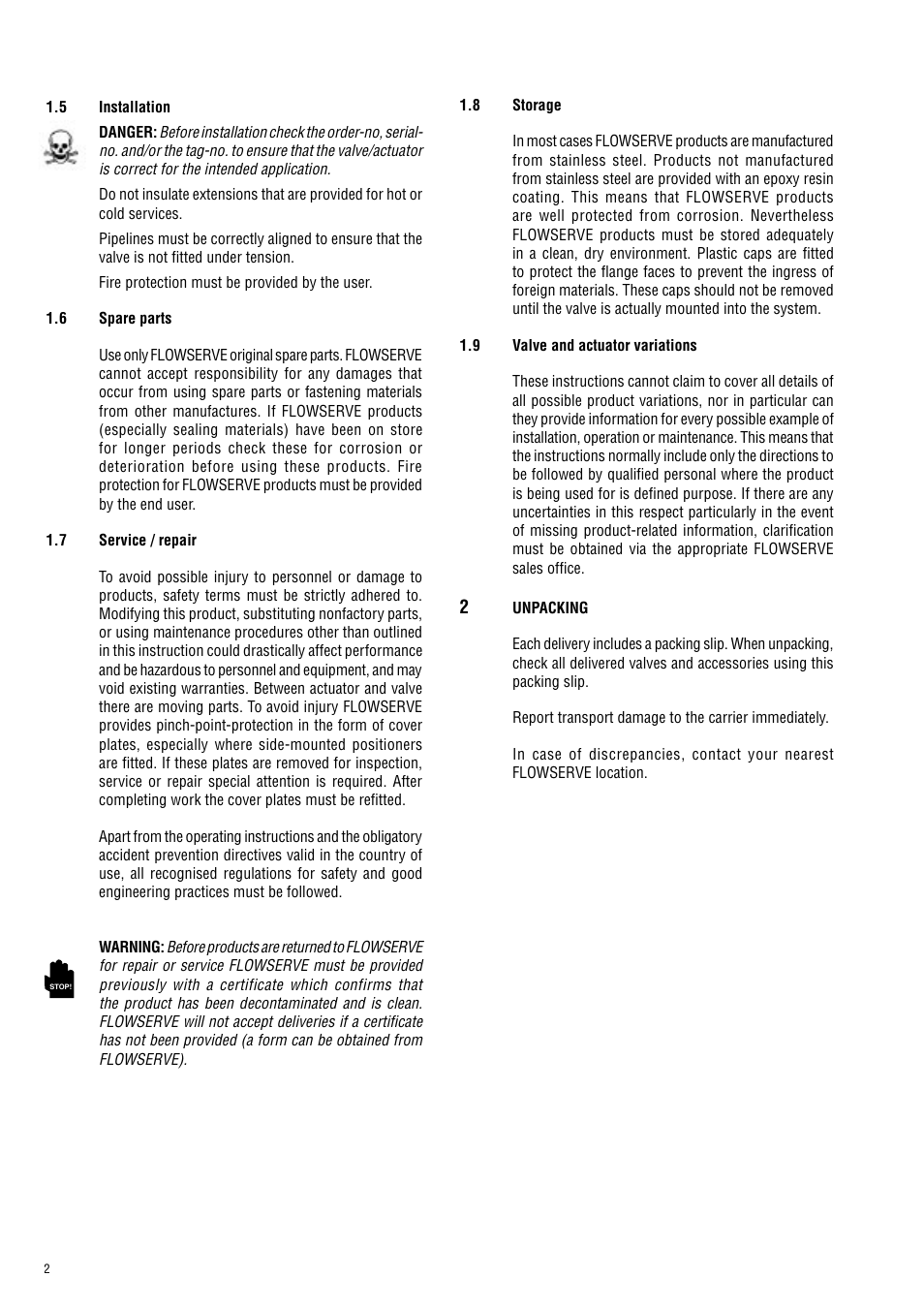 Flowserve 191400
 Series User Manual | Page 2 / 8