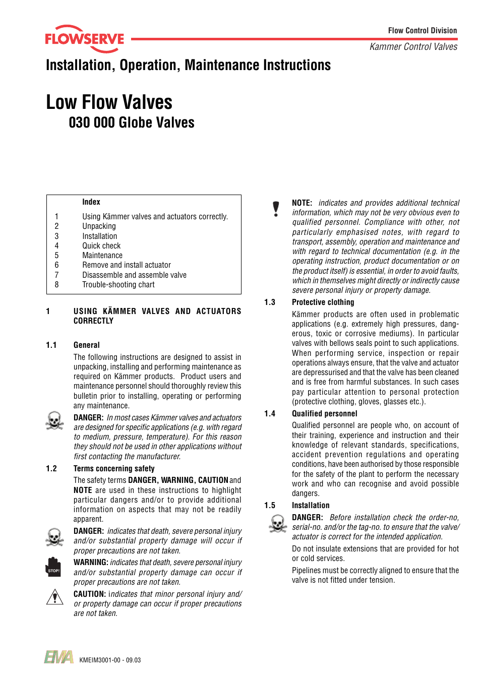 Flowserve 030000 Series Globe Valves User Manual | 8 pages