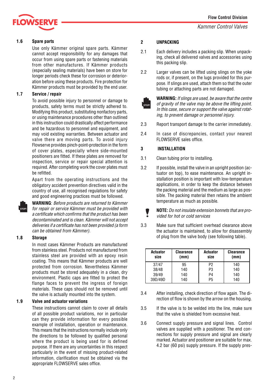 Kammer control valves | Flowserve 030000 Series Globe Valves User Manual | Page 2 / 8