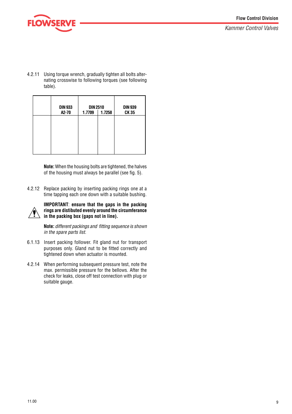 Kammer control valves | Flowserve 025000 Series User Manual | Page 9 / 10