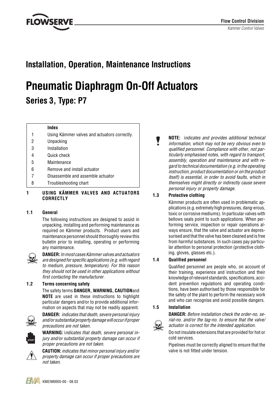 Flowserve 3 Series P7 Type User Manual | 8 pages