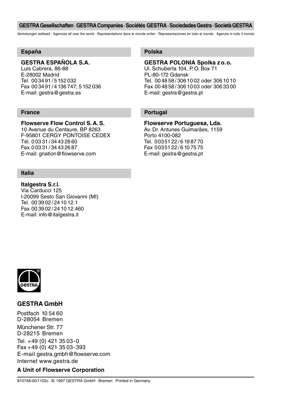 Gestra gmbh | Flowserve VZ10 Pneumatic Rail Hook User Manual | Page 16 / 16