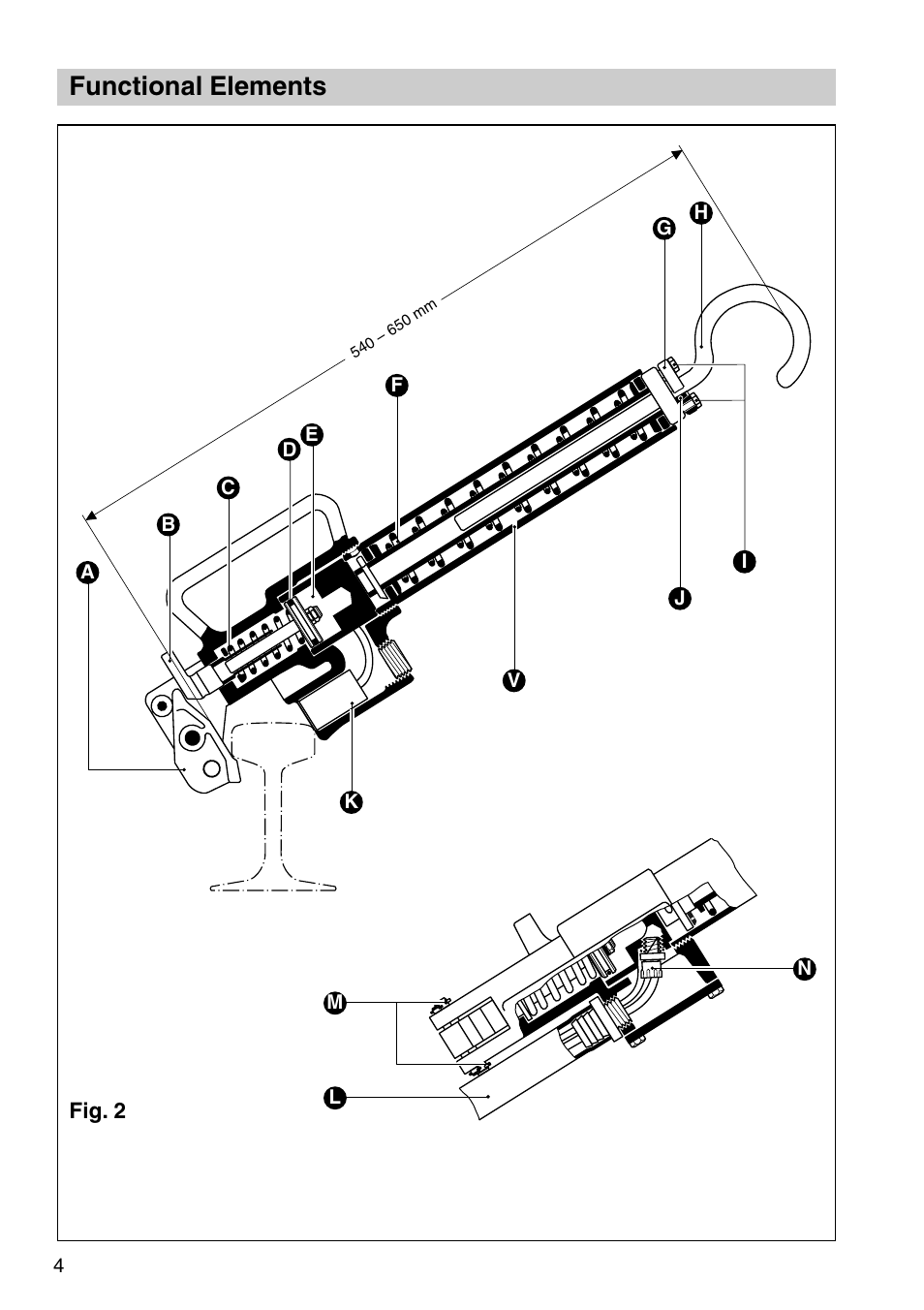 Functional elements | Flowserve VZ10 Pneumatic Rail Hook User Manual | Page 4 / 16