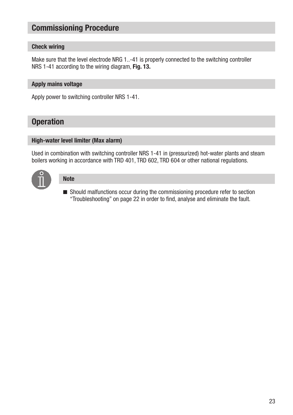 Commissioning procedure, Operation | Flowserve NRG16-41 User Manual | Page 23 / 28