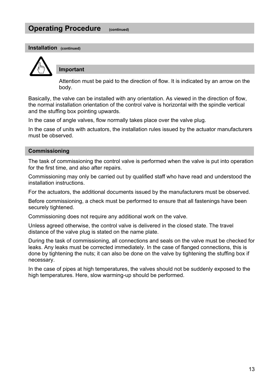 Operating procedure | Flowserve ZK210 User Manual | Page 13 / 17