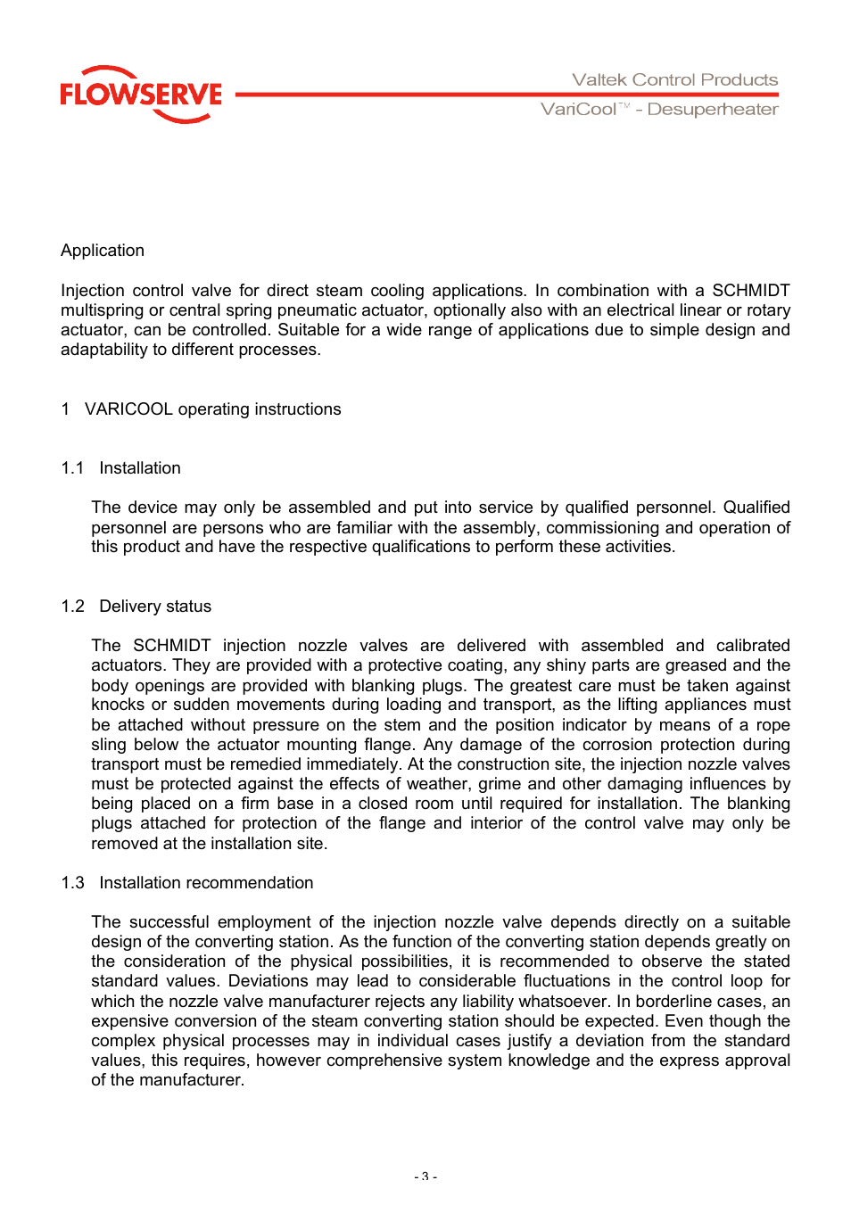 Flowserve V901 VariCool Desuperheater User Manual | Page 3 / 16