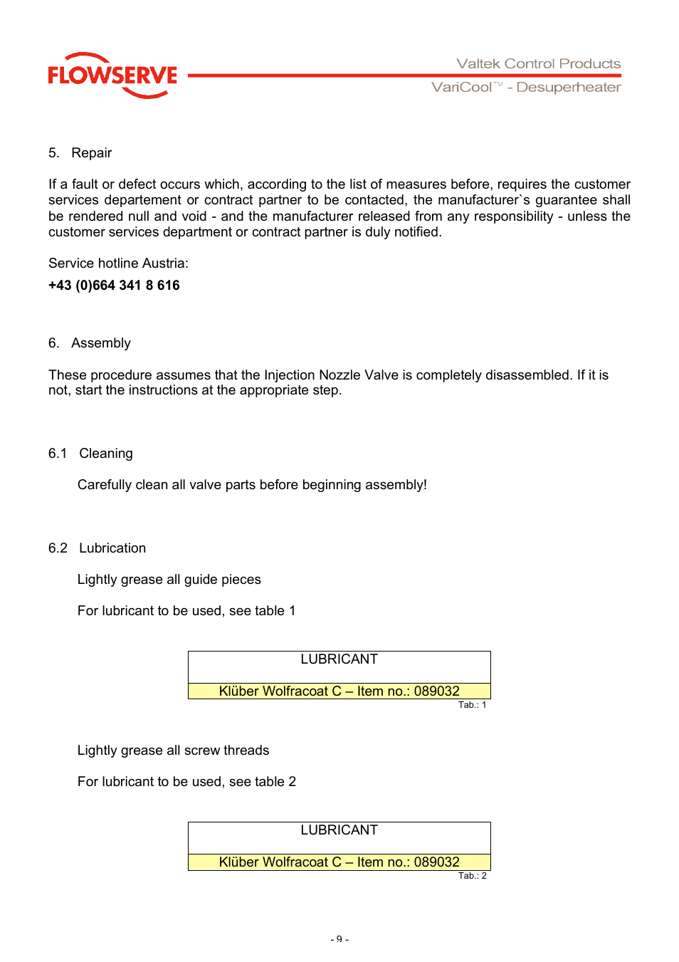 Flowserve V901 VariCool Desuperheater User Manual | Page 9 / 16