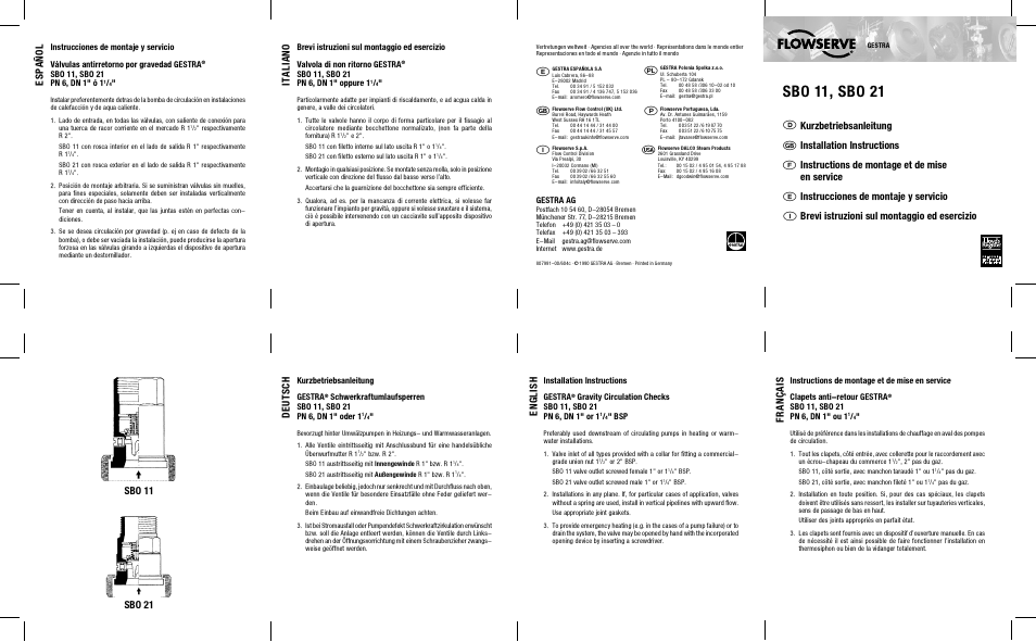 Flowserve SBO11 Gravity Cirluation Checks User Manual | 1 page