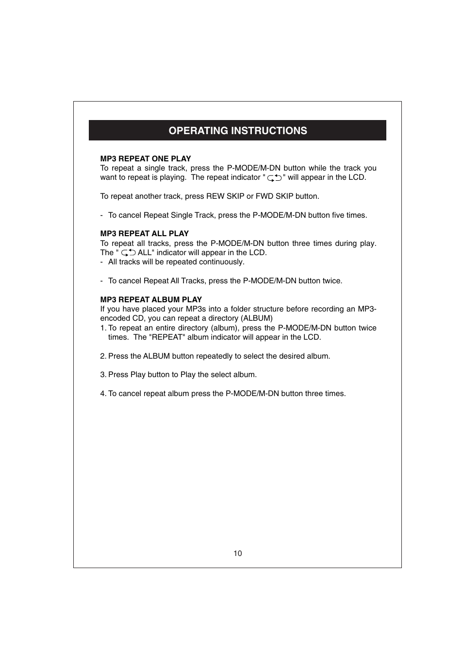 Operating instructions | Curtis RCD672 User Manual | Page 11 / 14