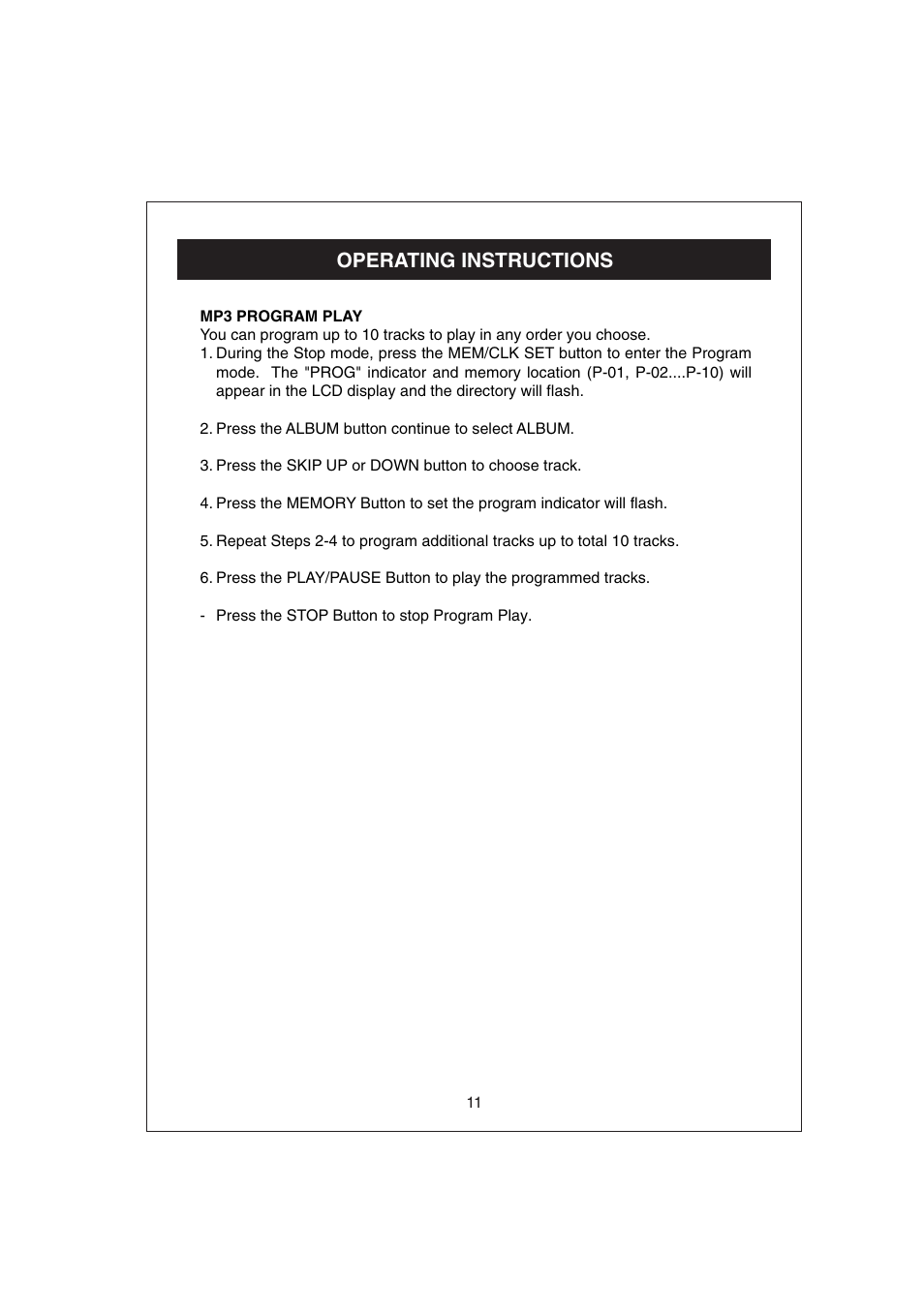 Operating instructions | Curtis RCD672 User Manual | Page 12 / 14