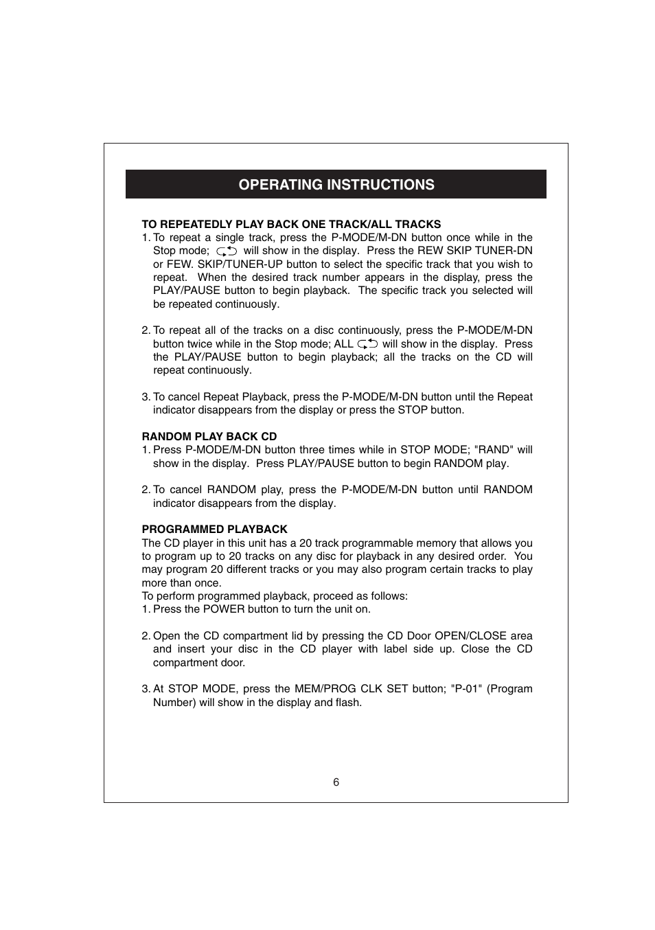 Operating instructions | Curtis RCD672 User Manual | Page 7 / 14